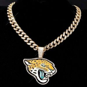 Jacksonville Jaguars 20" iced chain Necklace. 24" Available Other Teams Too
